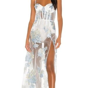 For Love & Lemons Cody Organza Maxi Dress